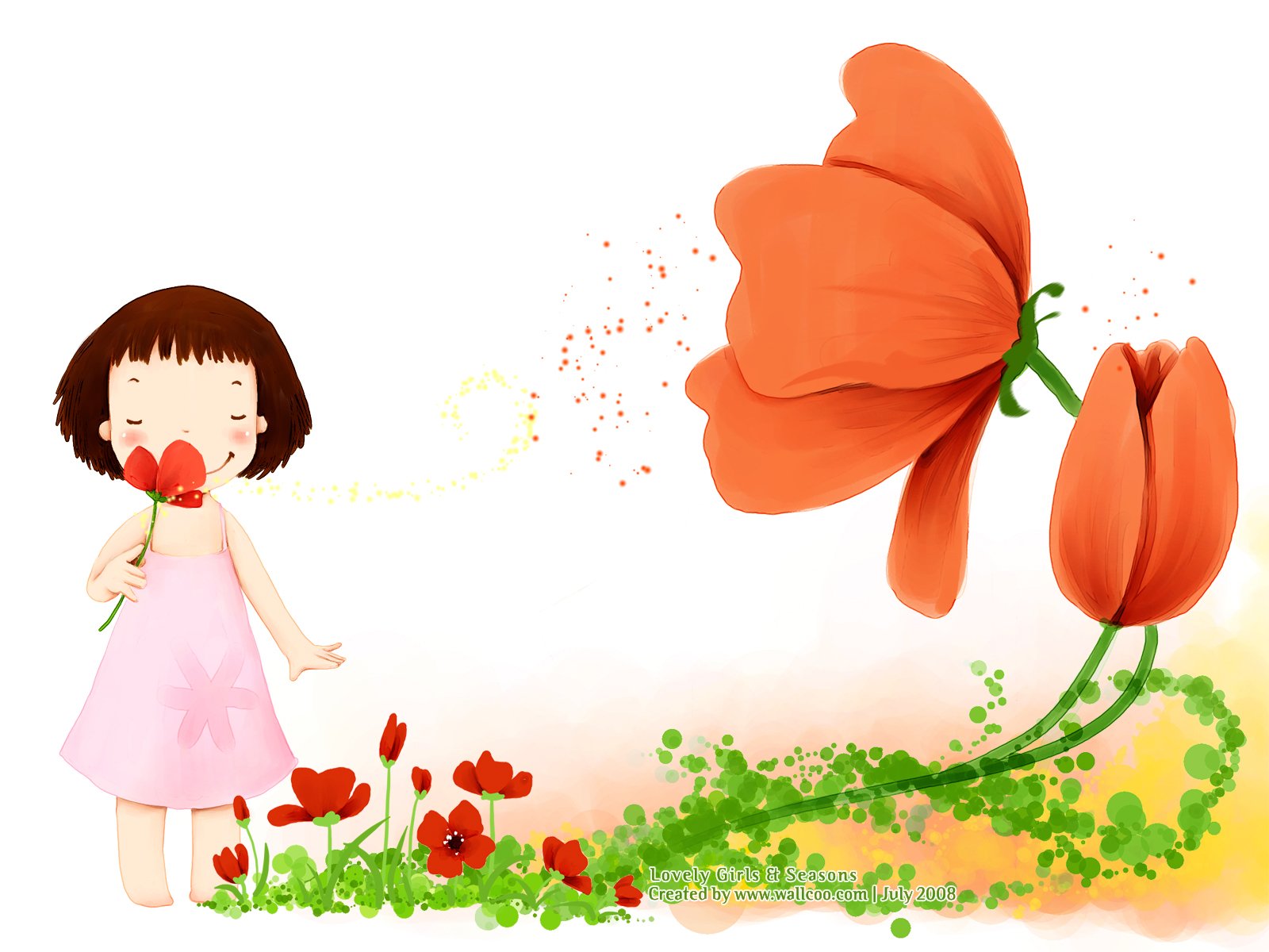 壁纸1600×1200韩国可爱小女孩插画壁纸,韩国儿童插画-可爱小女孩壁纸图片-插画壁纸-插画图片素材-桌面壁纸