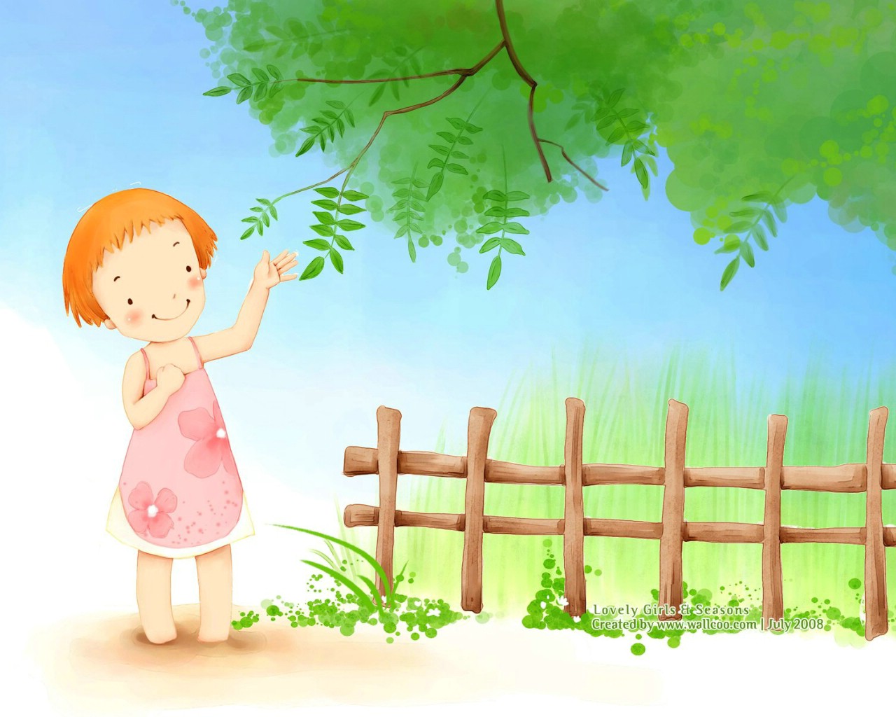 韩国小女孩插画+1280×1024原