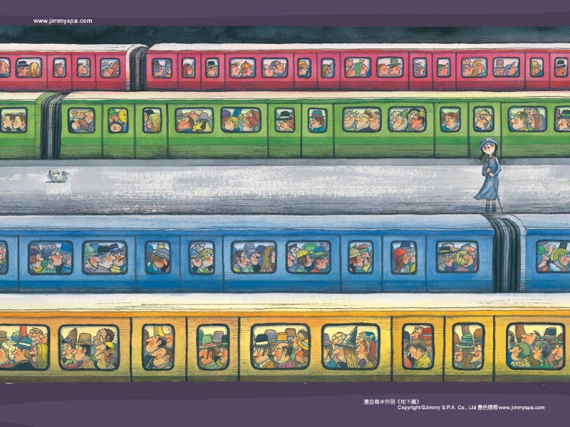 几米漫画壁纸 地下铁 几米绘本壁纸 地下铁 Desktop Wallpaper fof Art Book The Subway