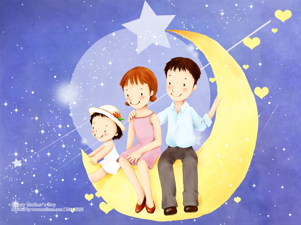 可爱韩国插画壁纸+温馨家庭