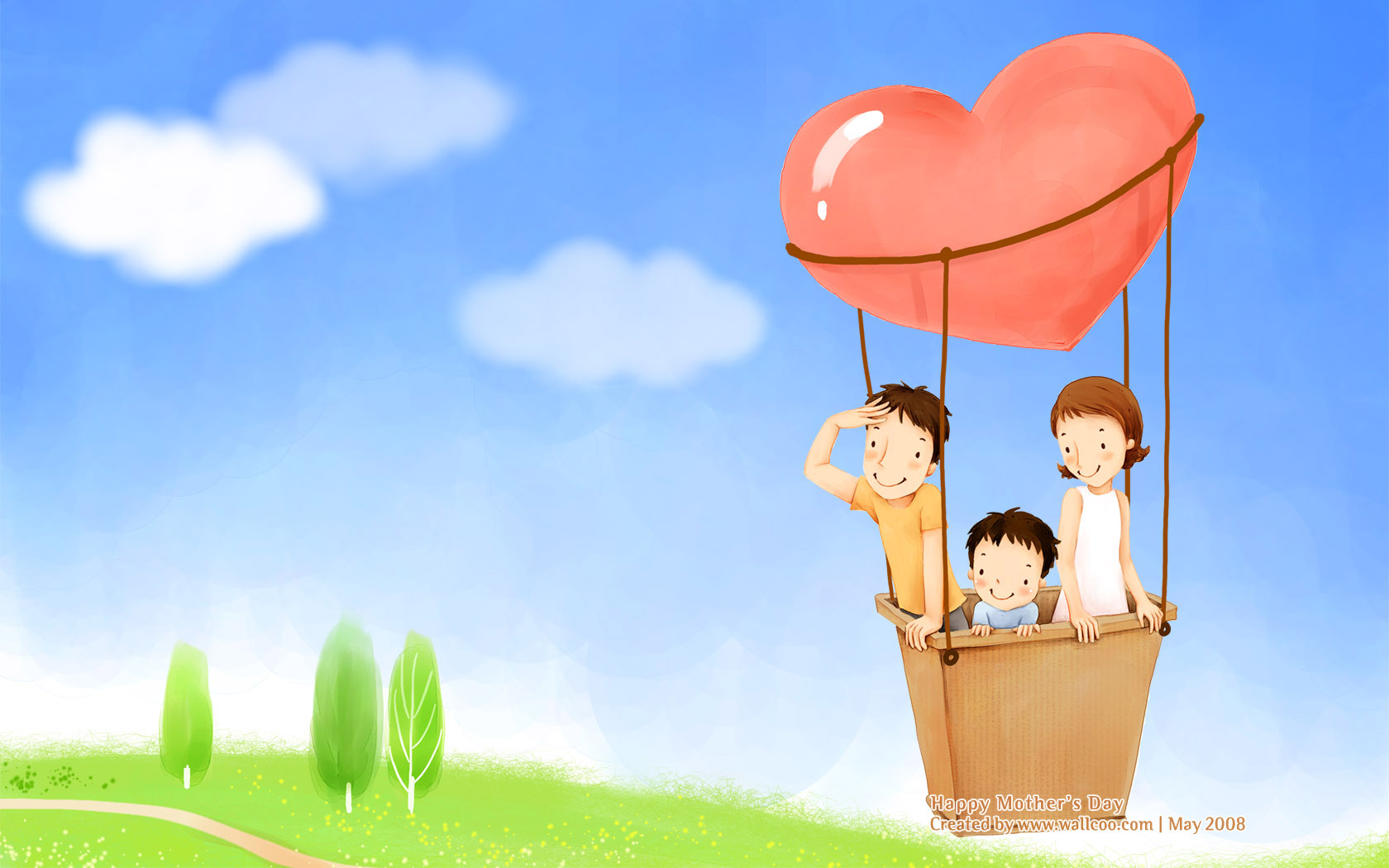 母亲节主题 可爱韩国插画壁纸 幸福家庭图片 可