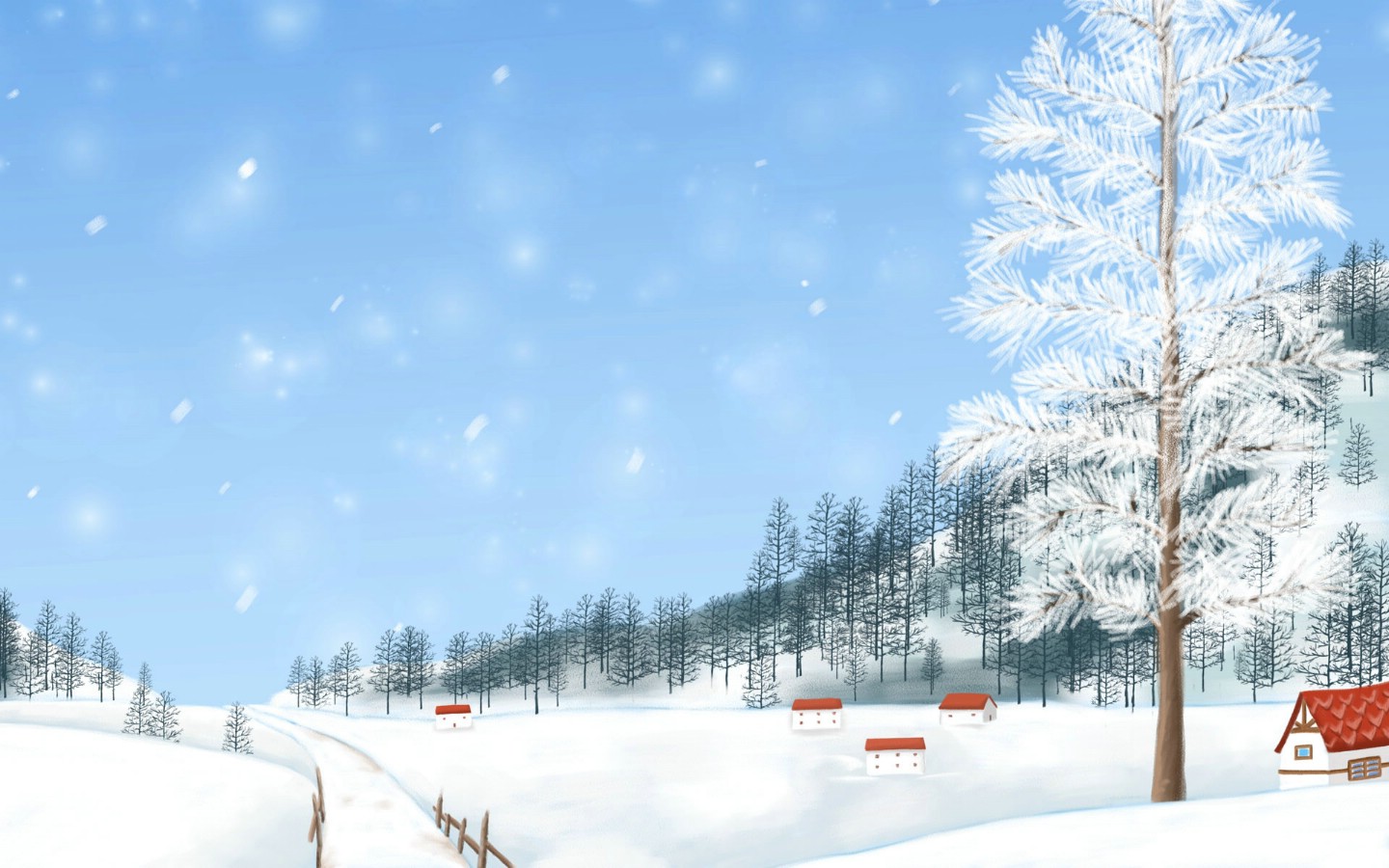 雪中的树冷色风景高清宽屏壁纸 高清桌面壁纸下载 -找素材网