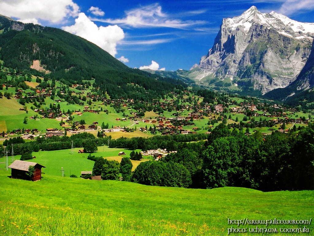 自然景观 瑞士小镇 田园 绿草 风景大片壁纸(风景静态壁纸) - 静态壁纸下载 - 元气壁纸