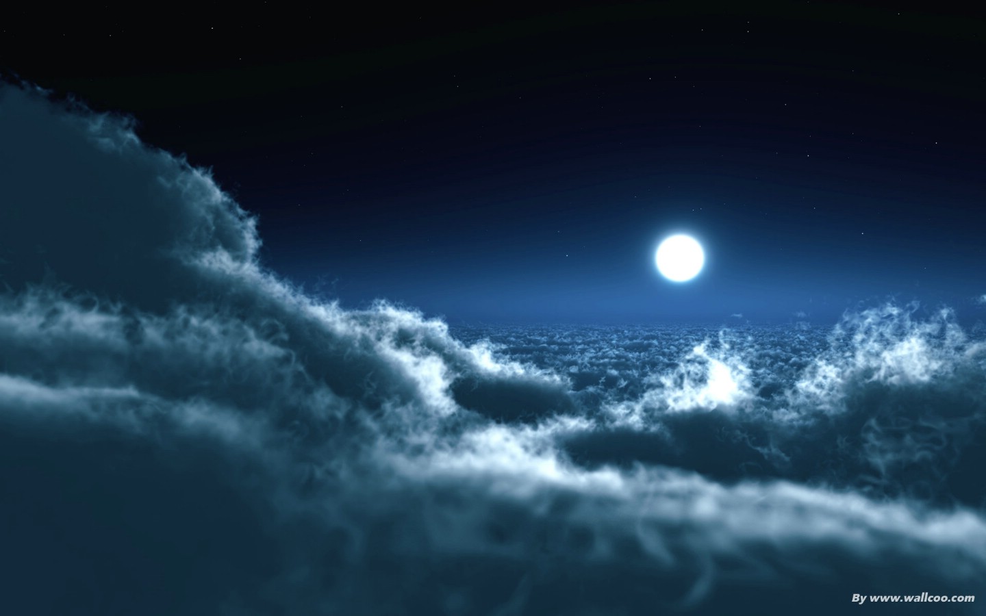 超级月亮色彩斑斓的天空云与皎洁的月亮在晚上的海景月亮中秋节 - PSD素材网