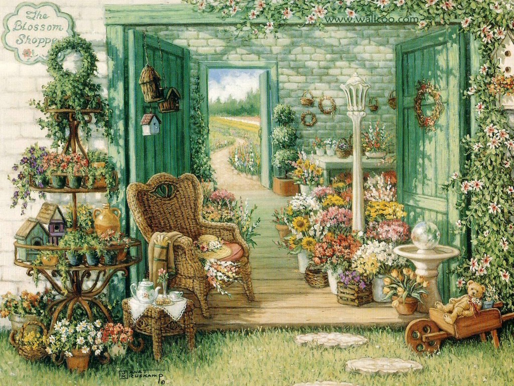 欢迎到我的花园来 Janet Kruskamp 绘画壁纸 欢迎到我的花园来 Welcome to My Garden
