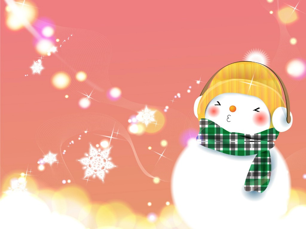 可爱温馨圣诞插画壁纸 雪人桌面壁纸