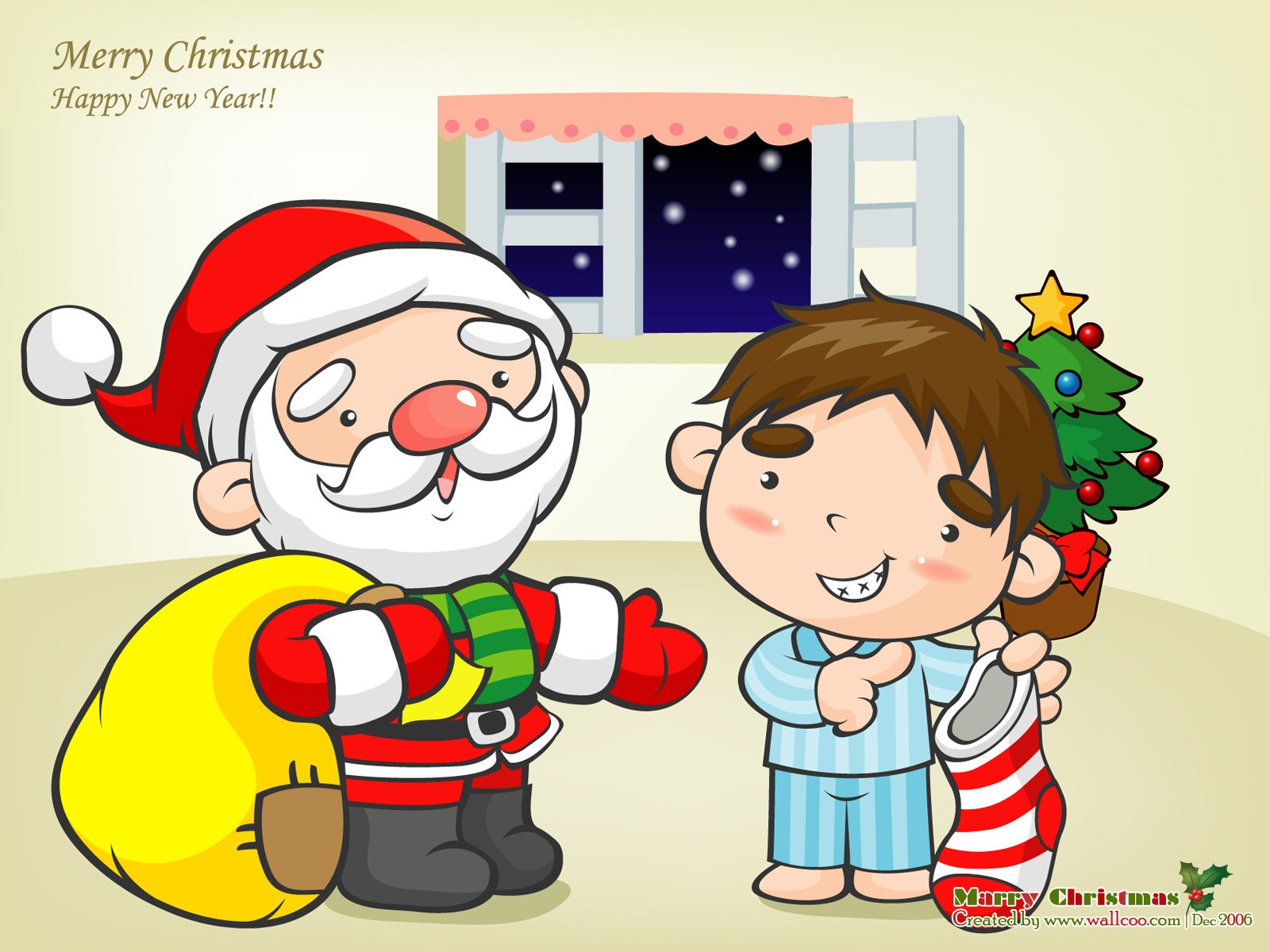 圣诞节卡通壁纸 圣诞搞笑趣味插画 搞笑圣诞 圣