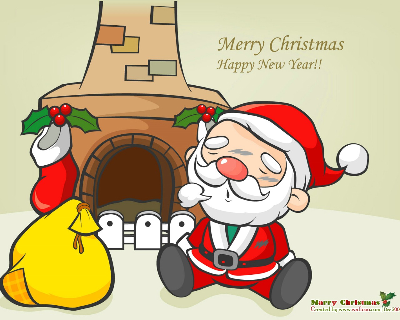 搞笑快乐的圣诞老人背着红色的大袋子插画图片素材_ID:420660521-Veer图库