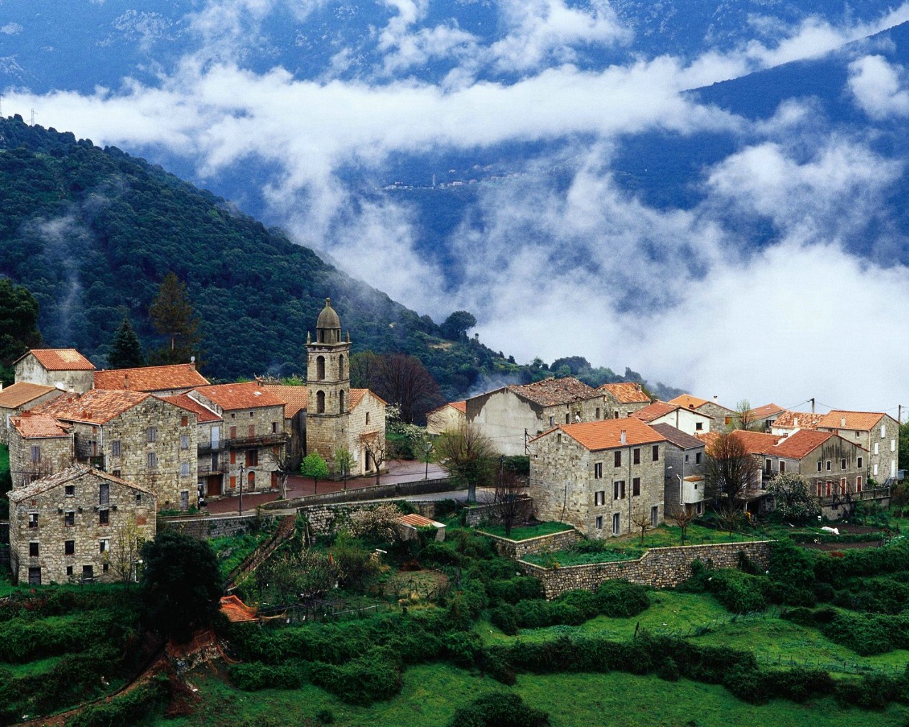 科西嘉岛小村壁纸壁纸