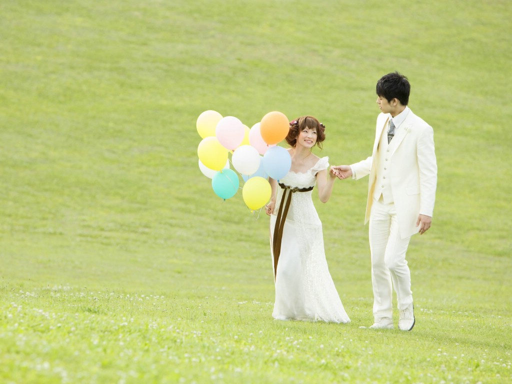 新娘新郎 户外婚纱摄影壁纸