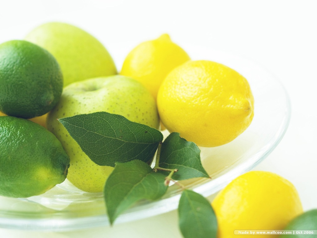 桌上果盘上的黄色柠檬49109_水果_收获季节_图库壁纸_68Design
